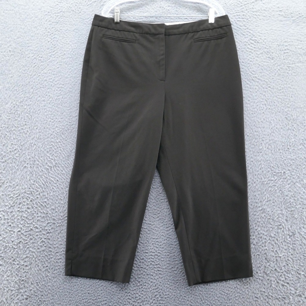Talbots Womens Brown Cropped Dress Pants Size 16 Straight Leg Career Trousers